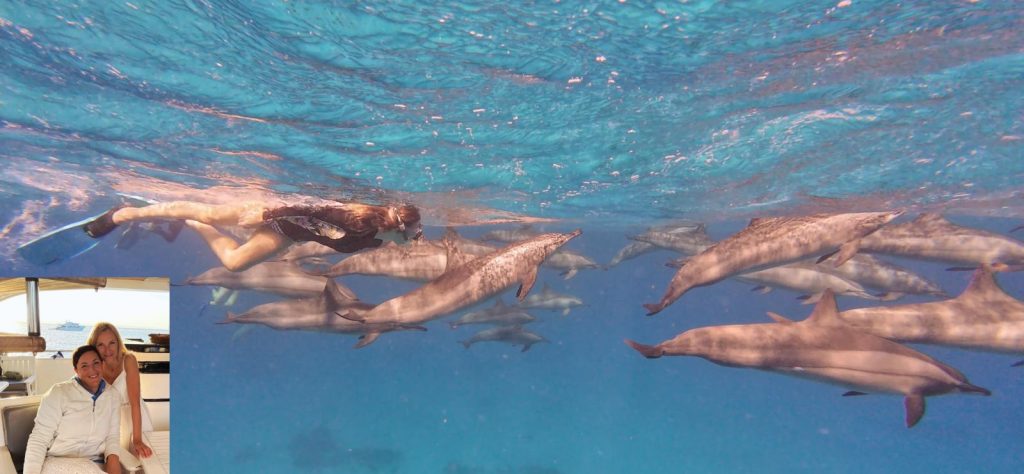 Jaz plavam z delfini + midve pri šanku, dajša